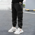 Boys casual cotton trousers in khaki colour for summer wear.