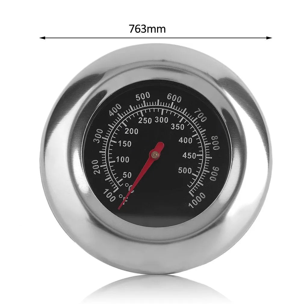 Stainless steel metal thermometer with 6x39mm probe and 76mm surface dial, steel colour