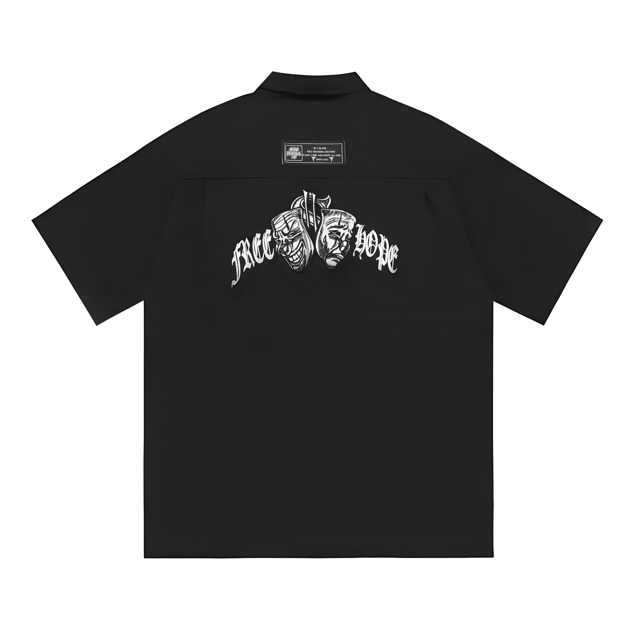 Men's loose fit embroidered cotton blend half sleeve shirt in black and khaki colours