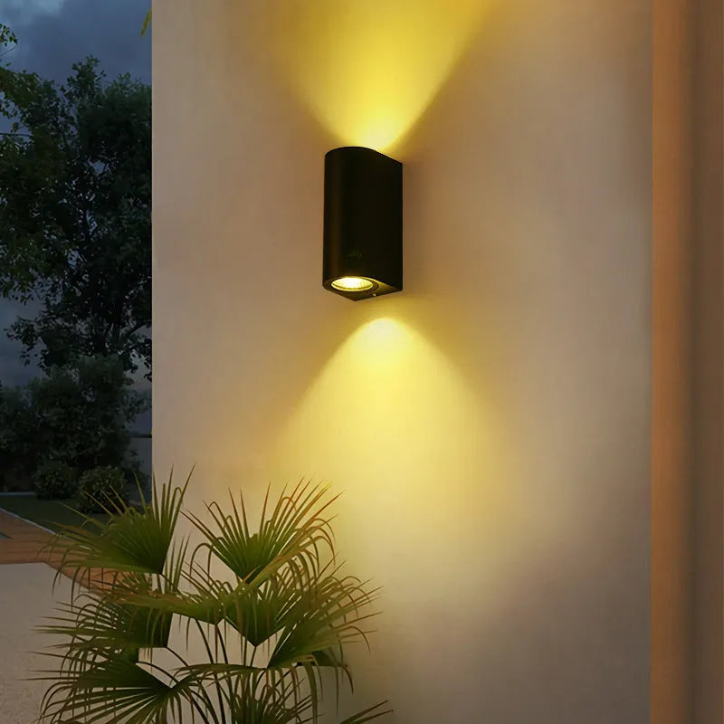 Simple modern outdoor waterproof LED wall lamp with warm light, 28W size, 37.5cm high for exterior use