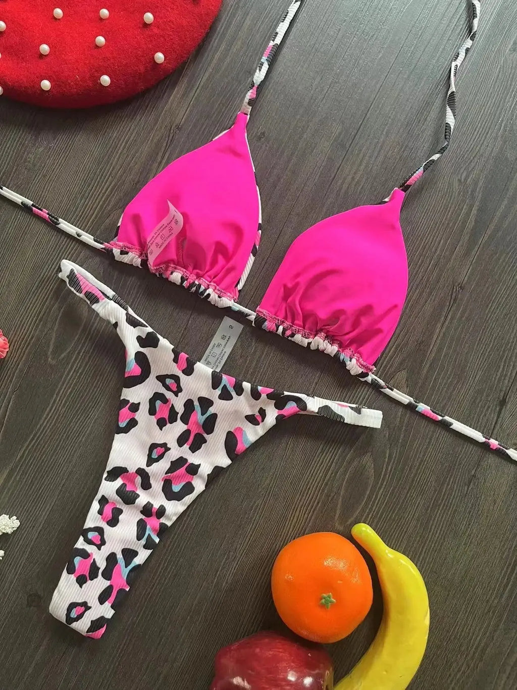 Women's blue printed bikini set with briefs, designed for swimming sports.