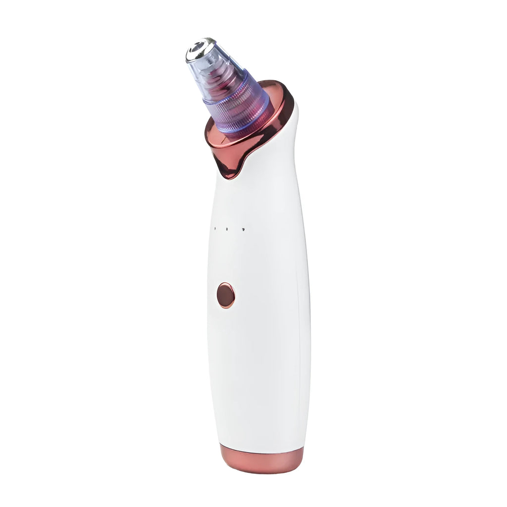 White ultrasonic acne cleaner beauty equipment with silicone head on clean background
