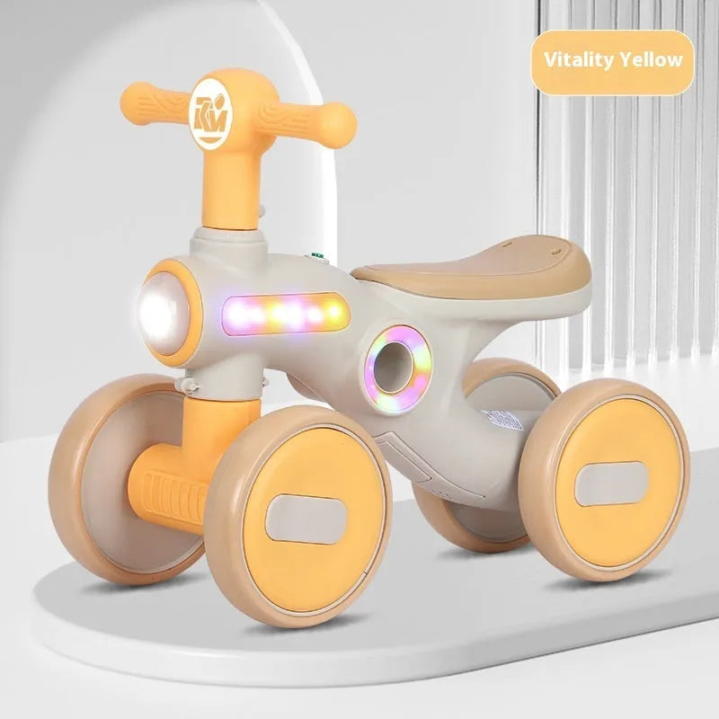 Children's gliding walker for ages 1-3, no pedal anti-rollover four-wheel car with light music, PP material