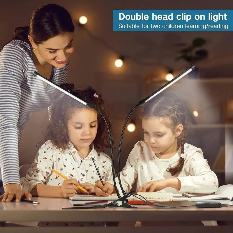 Black or white 26cm USB LED desk lamp with eye protection mode for student dormitory