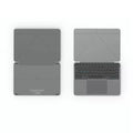 Grey aluminium Bluetooth folding keyboard for smartphones and tablets in compact folded position