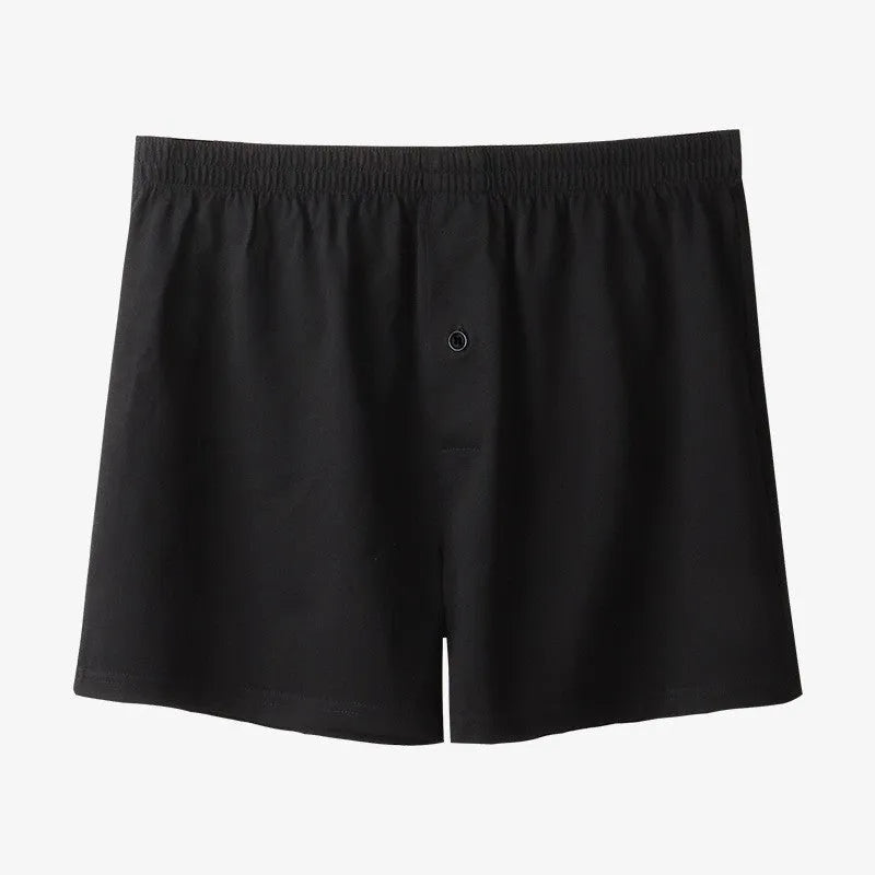 Men's loose cotton boxer shorts in solid colours with high waist design