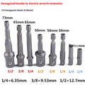 CR-V steel hexagonal handle to electric wrench connecting rod set with steel ball connector, available in multiple piece counts.
