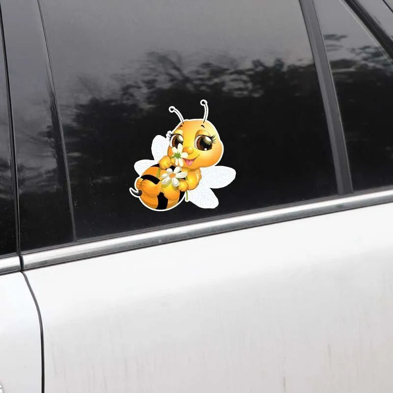 Cartoon little bee car body sticker, 15x14cm PVC decal in reflective or non-reflective finish