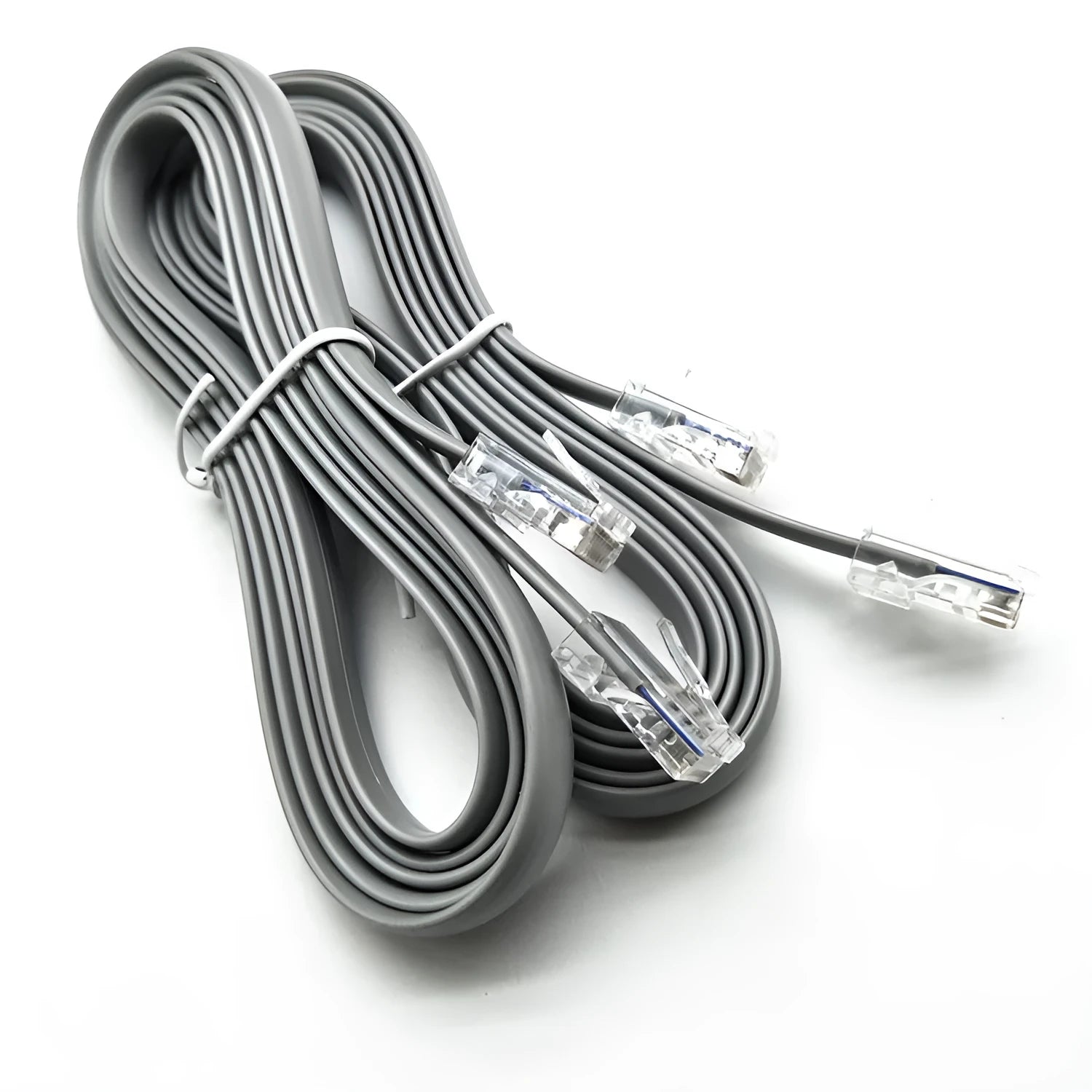 Silver grey CAT6 network cable with RJ45 connectors, 2 metres long.