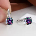 Geometric square zircon ear hooks with Korean fashion style and electroplated copper finish