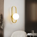 Minimalist wall lamp in black or gold with glass shade and iron body for bedroom corridor lighting