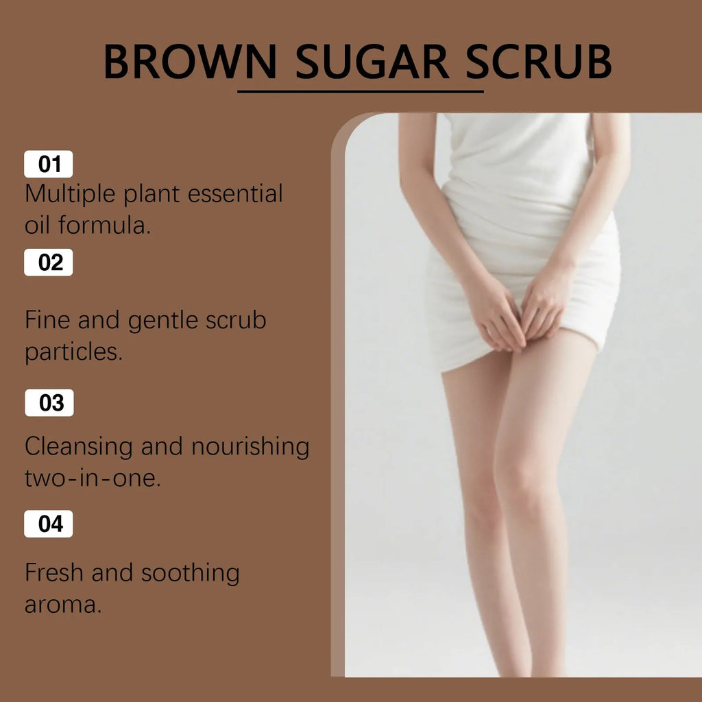 Brown sugar body scrub cream in 100g jar for gentle exfoliation, smooth and tender skin