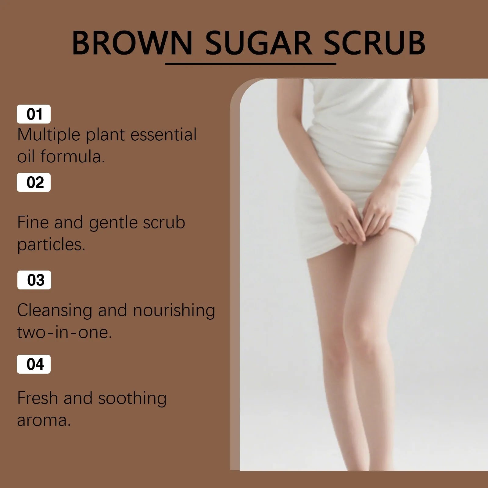Brown sugar body scrub cream in 100g jar for gentle exfoliation, smooth and tender skin
