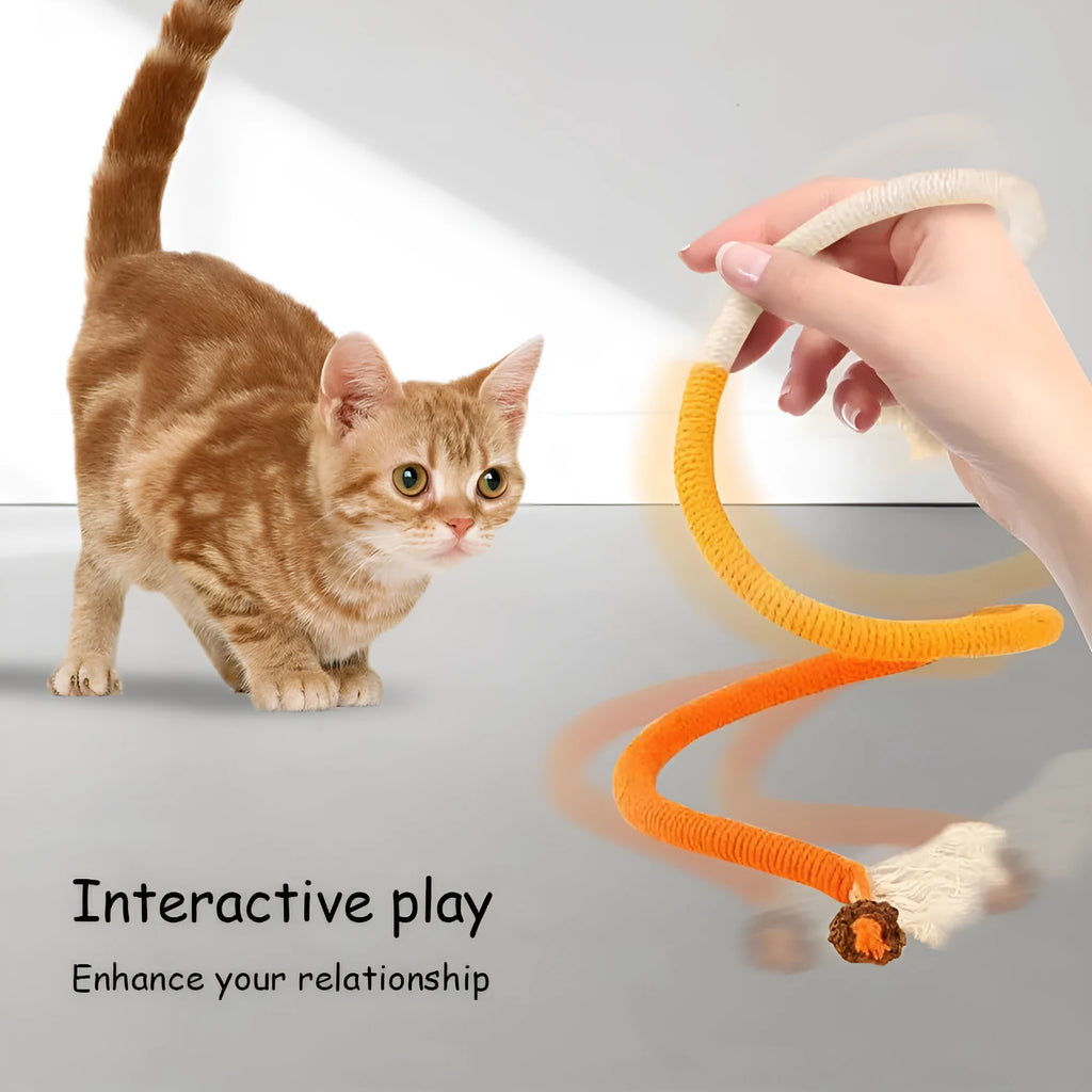 70cm cotton cat bite rope in three colour combinations: purple, orange, and red with green