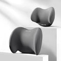 High-grade automotive headrest and lumbar support pillow set with memory foam and cotton cover in grey upgrade angel colour