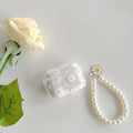 Transparent TPU Bluetooth headset protective cover with pearl pendant for Apple AirPods