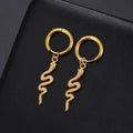 Snake-shaped vintage clip earrings in stainless steel with 18K gold plating