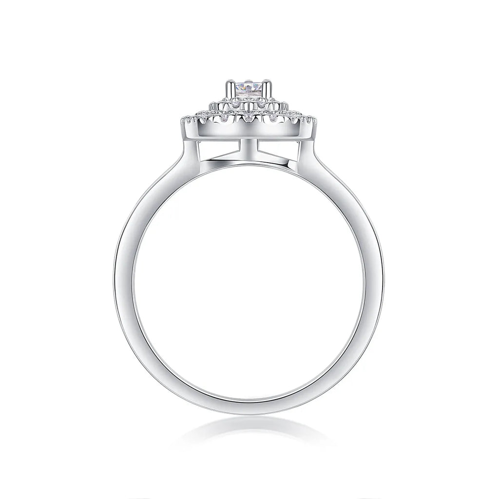 Gold-plated S925 silver wedding ring set with moissanite stone in gift box, sizes 5 to 9