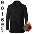 Men's double-breasted lapel mid-length wool coat in loose fit, available in black colour, European sizes S to XXL