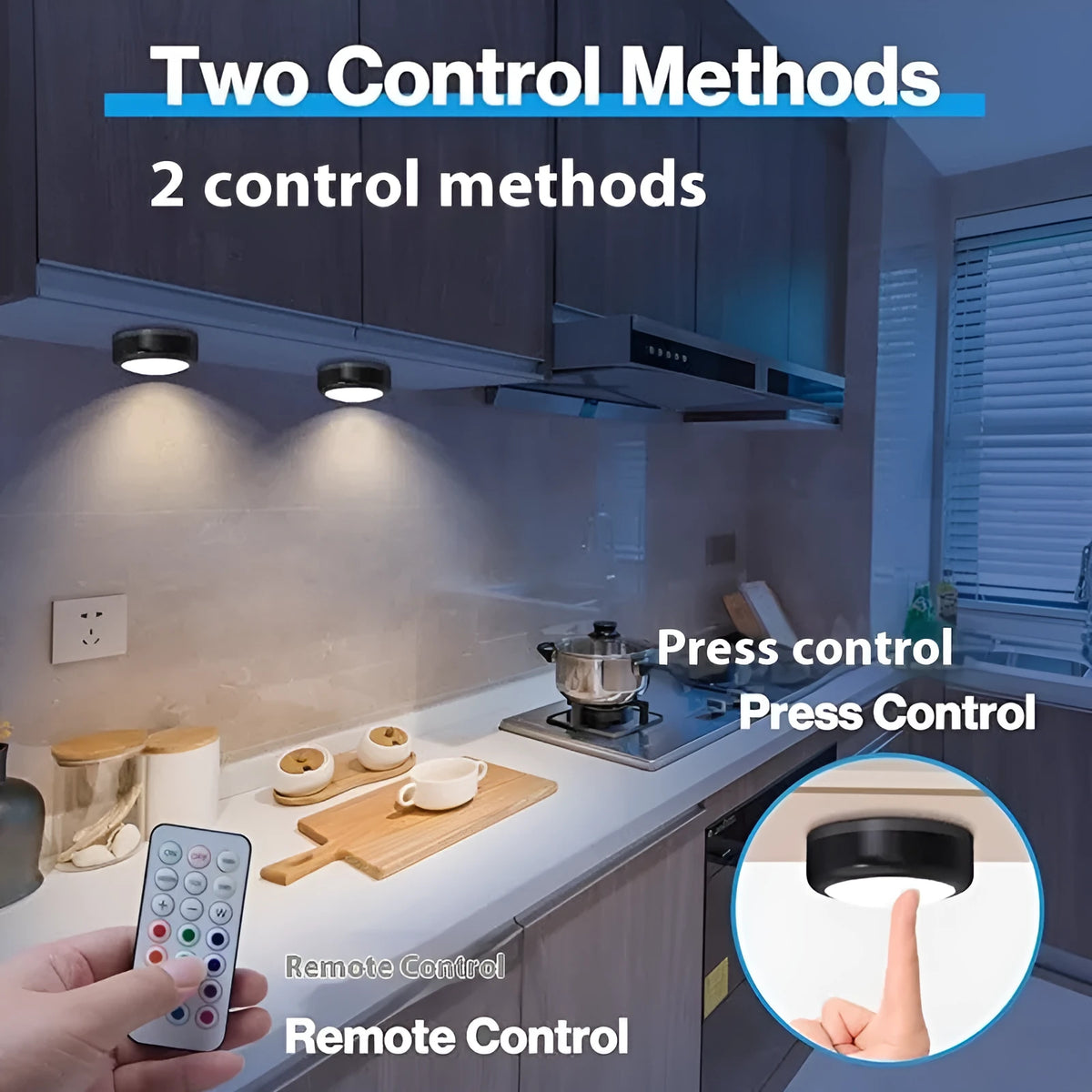 Black remote control LED night light set, six lamps and two remotes, 61.5mm RGB breathing light