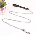 Dog traction chain with iron chain and PU handle in black, 1.2m length