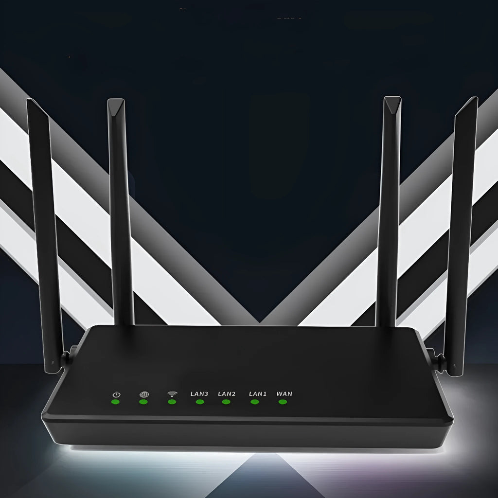 Portable 300m home Wi‑Fi high‑speed router in black or white with bare metal design