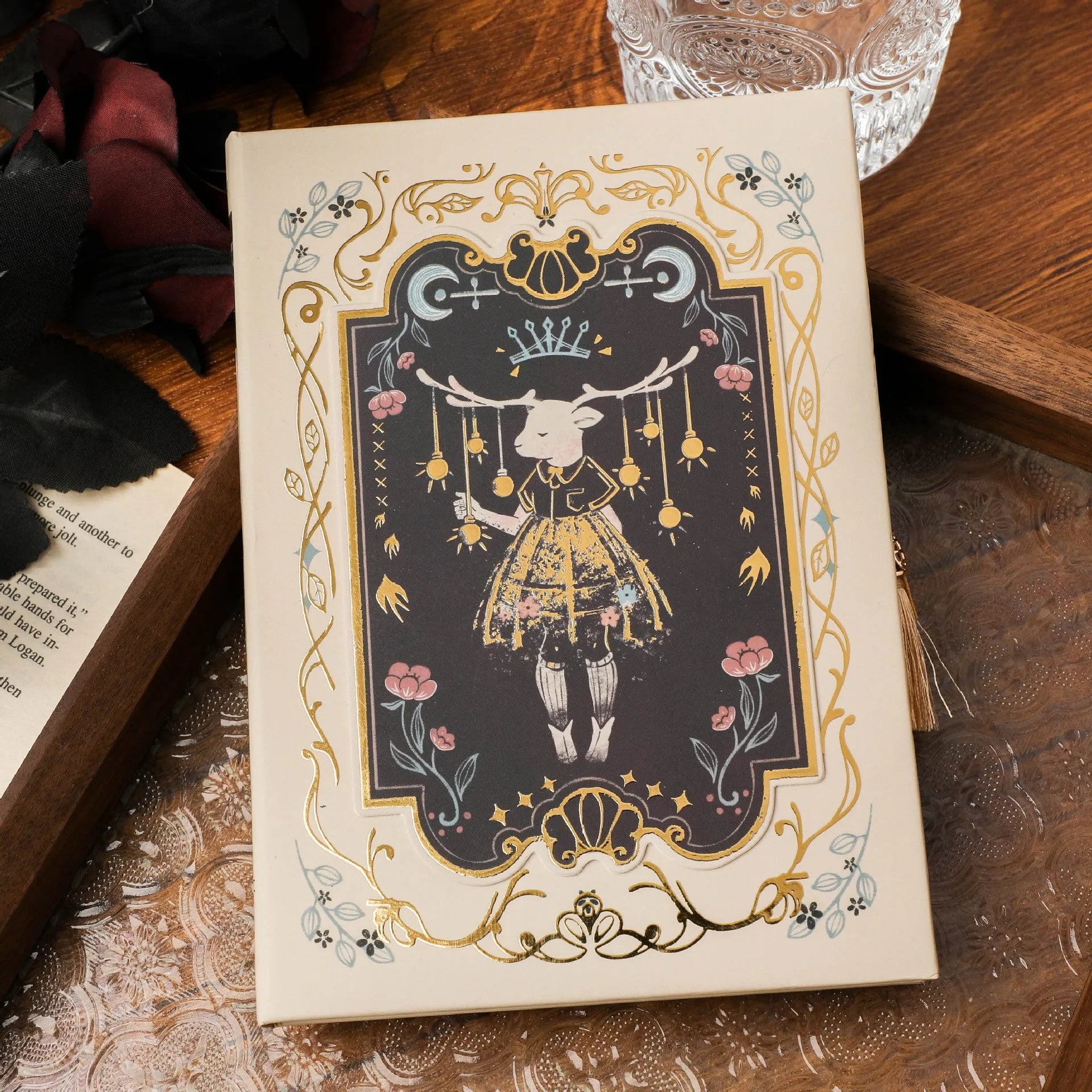 Retro Art THALO Gothic Style Notebook A5 with original wood pulp pages and animal design cover
