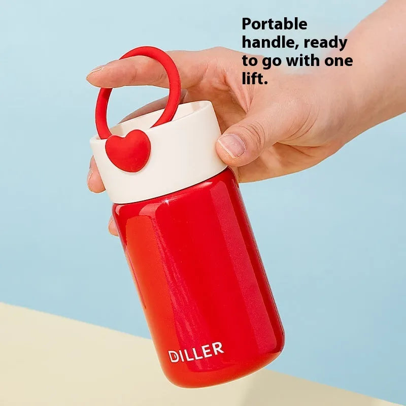 Women's thermos cup in red with 316 stainless steel liner, 200ml, portable insulated design