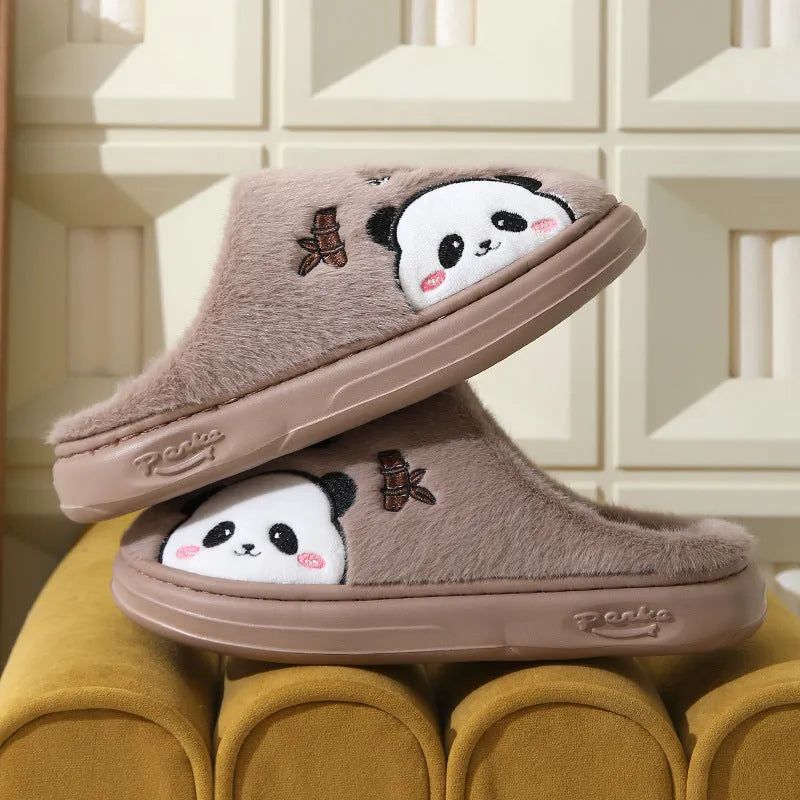 Cartoon panda slippers with thickened EVA anti-slip sole, toe slip design, unisex sizes 36-45, five colours