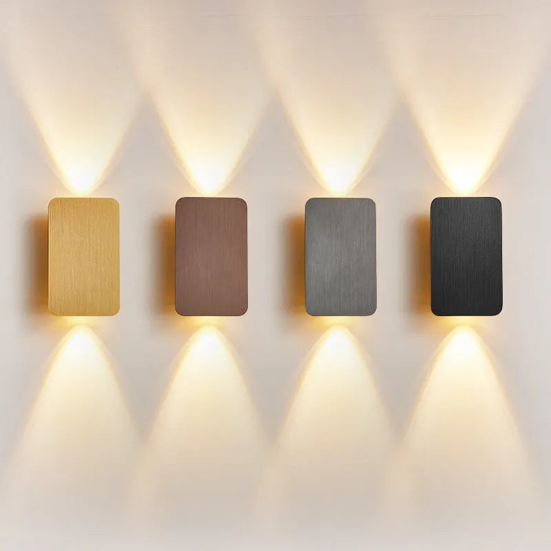 Minimalist Nordic LED wall lamp in black gold coffee or grey finish with warm neutral or white light option