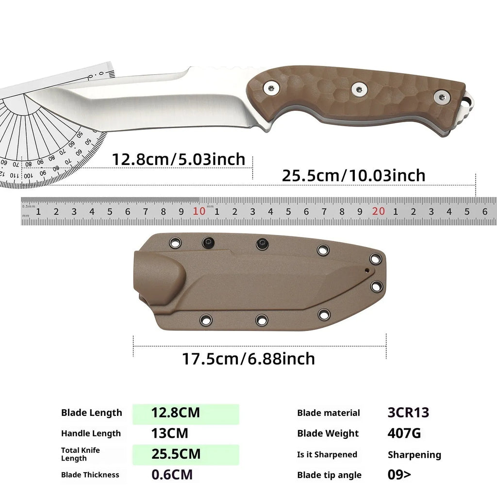 High Hardness Sharp Thickening Tool folding knife with 12.8cm 3CR13 steel blade, Titan-Brown colour, open view