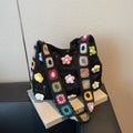 Milky white woven polyester shoulder bag with hollow weave pattern, shown with a 41cm strap.