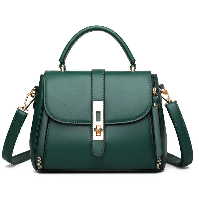 Women's soft PU square vertical shoulder bag with single strap available in black red green and blue