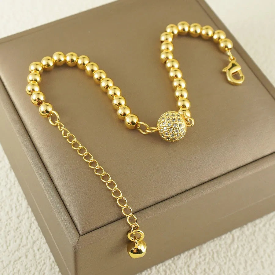Copper Arabic bracelet with zircon stones and heart shape design for women's fashion jewellery