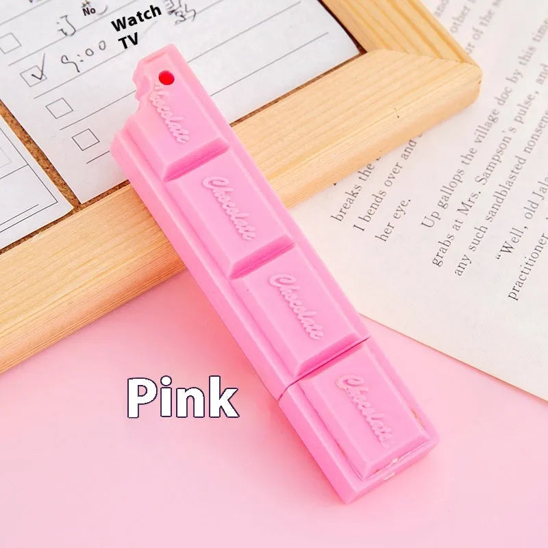 Chocolate ballpoint pen with cartoon food design and 0.5mm bullet tip in pink, beige, or brown