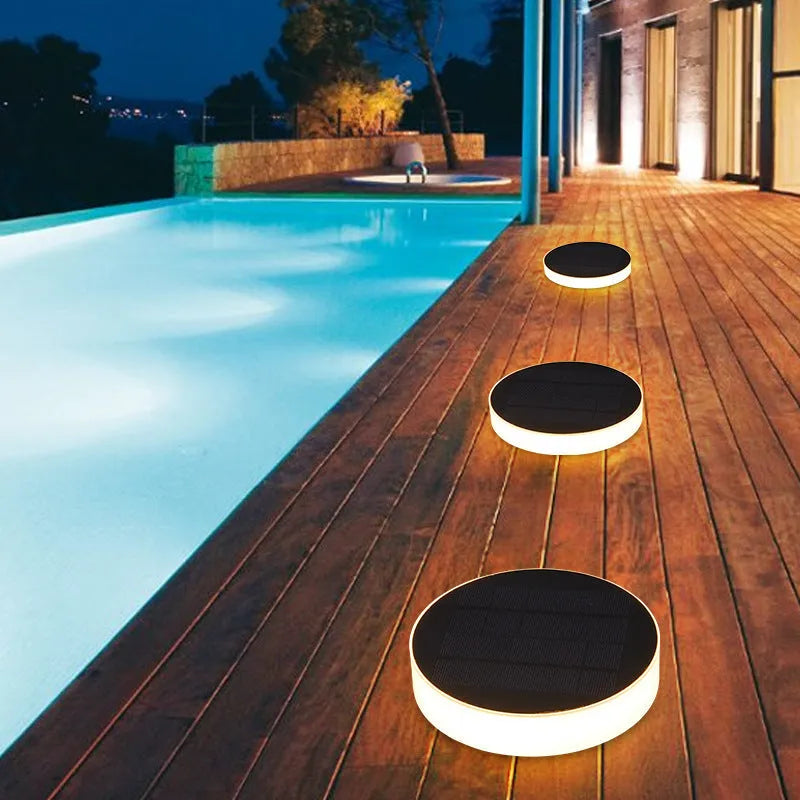 Solar underground light, IP44 outdoor household ground lamp, round or square decorative style, 5W rated power.