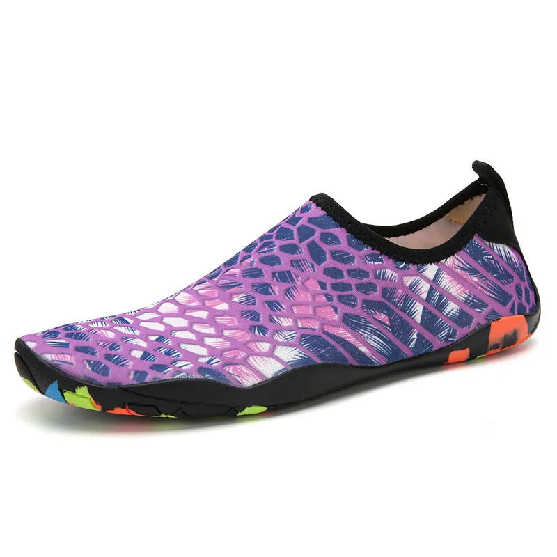 Lycra elastic fabric beach wading shoes with EVA midsole in multiple colour options