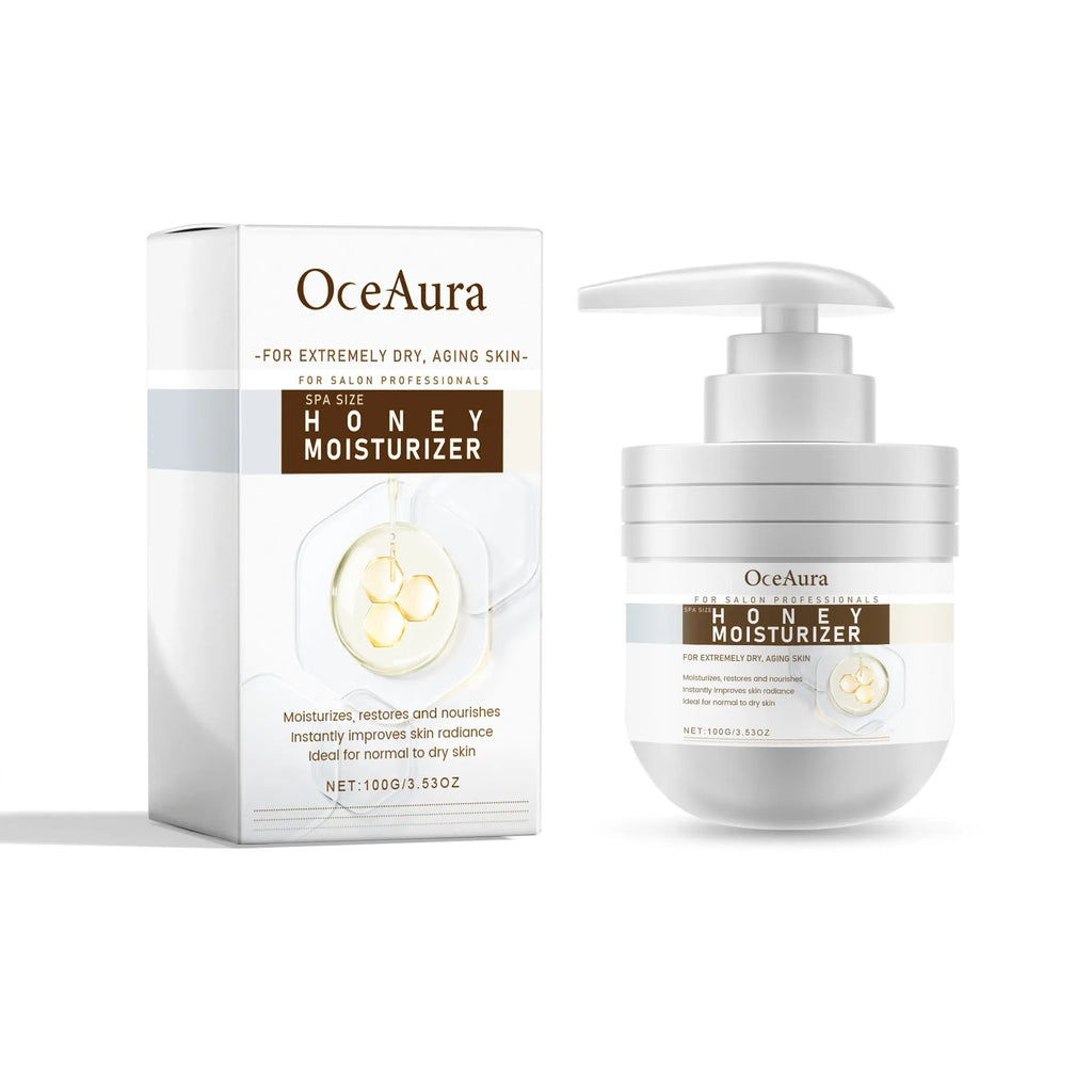 Body cream kit with seven variants aloe retinol collagen green coffee honey rose anti-wrinkle in white tubs on neutral background
