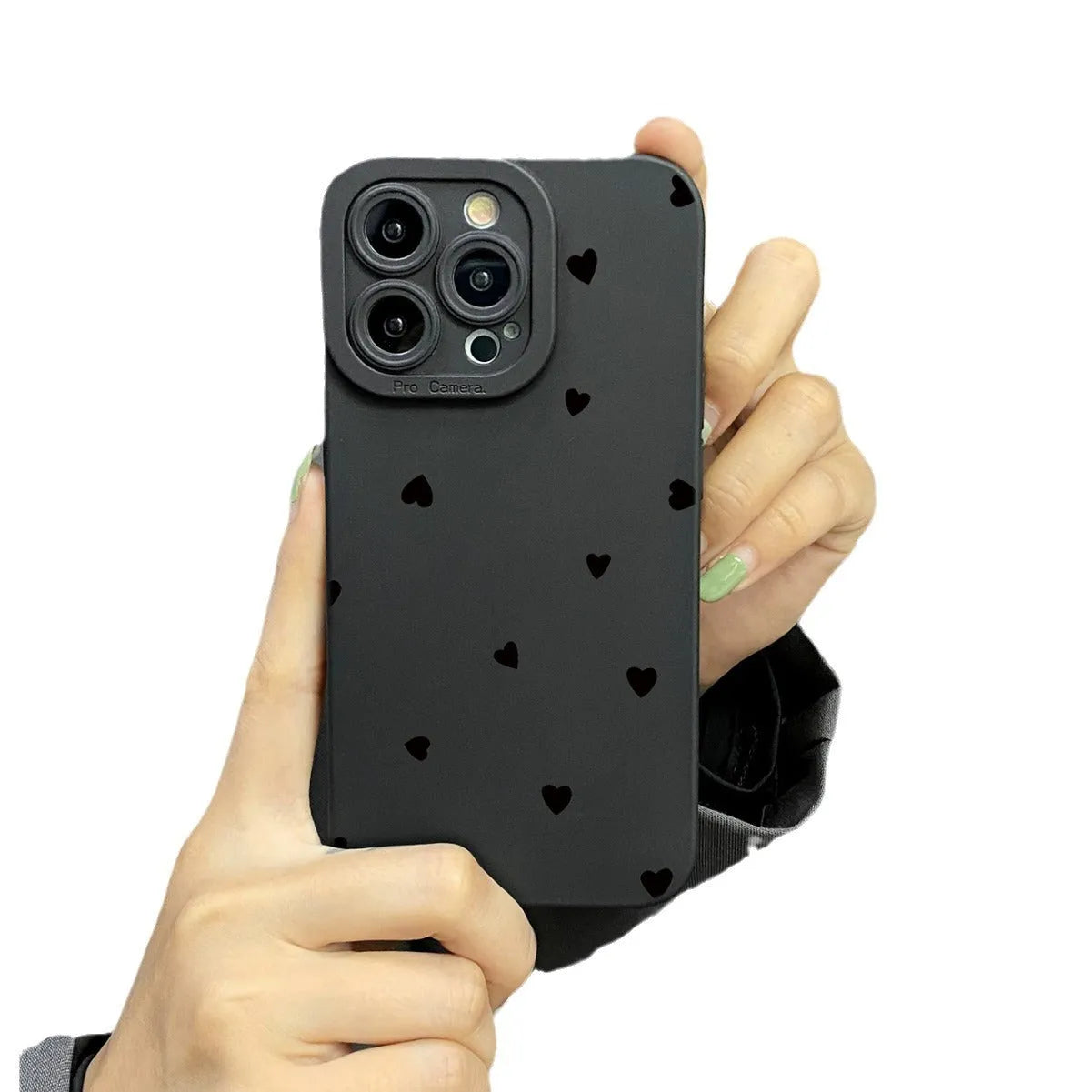 Black TPU phone case with love design compatible with iPhone 11 12 13 14 15 16 series