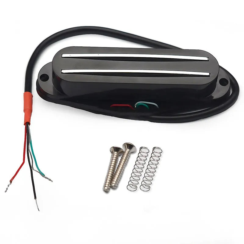 Electric guitar double-coil pickup with black plastic wire clamp and ceramic magnets for ST/SQ circuit modification