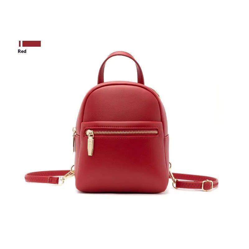 Soft PU mini backpack with three-dimensional pockets and contrast colour street trend styling