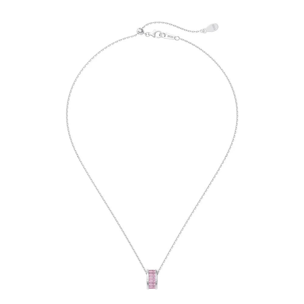 925 silver rectangular zircon necklace with electroplated finish, women's pendant on chain