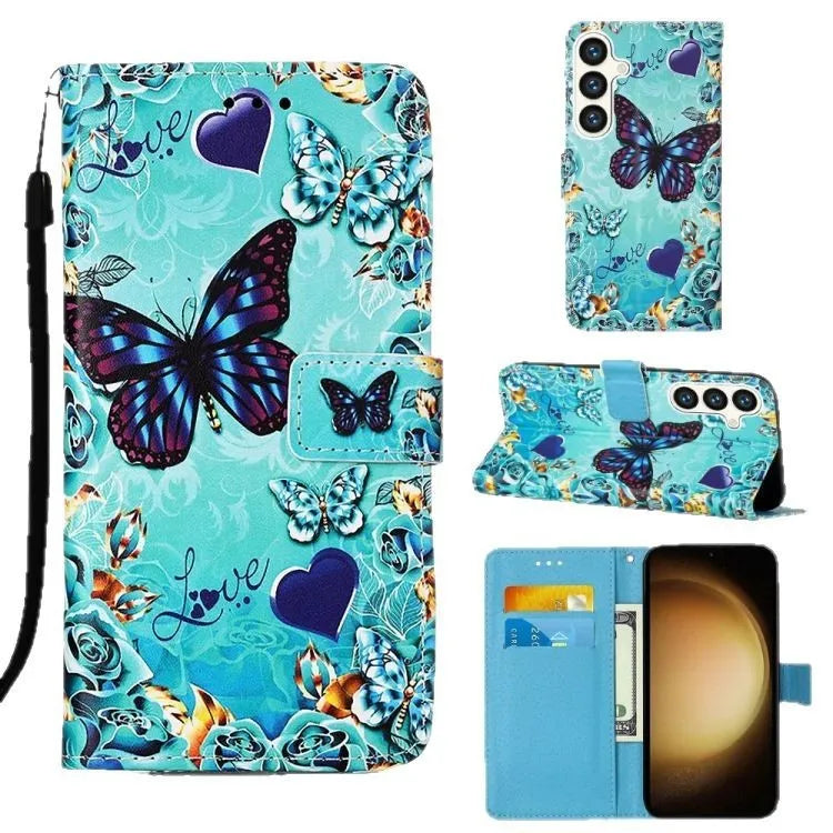 Painted imitation leather phone case for Samsung with built-in bracket, shockproof and drop-proof design