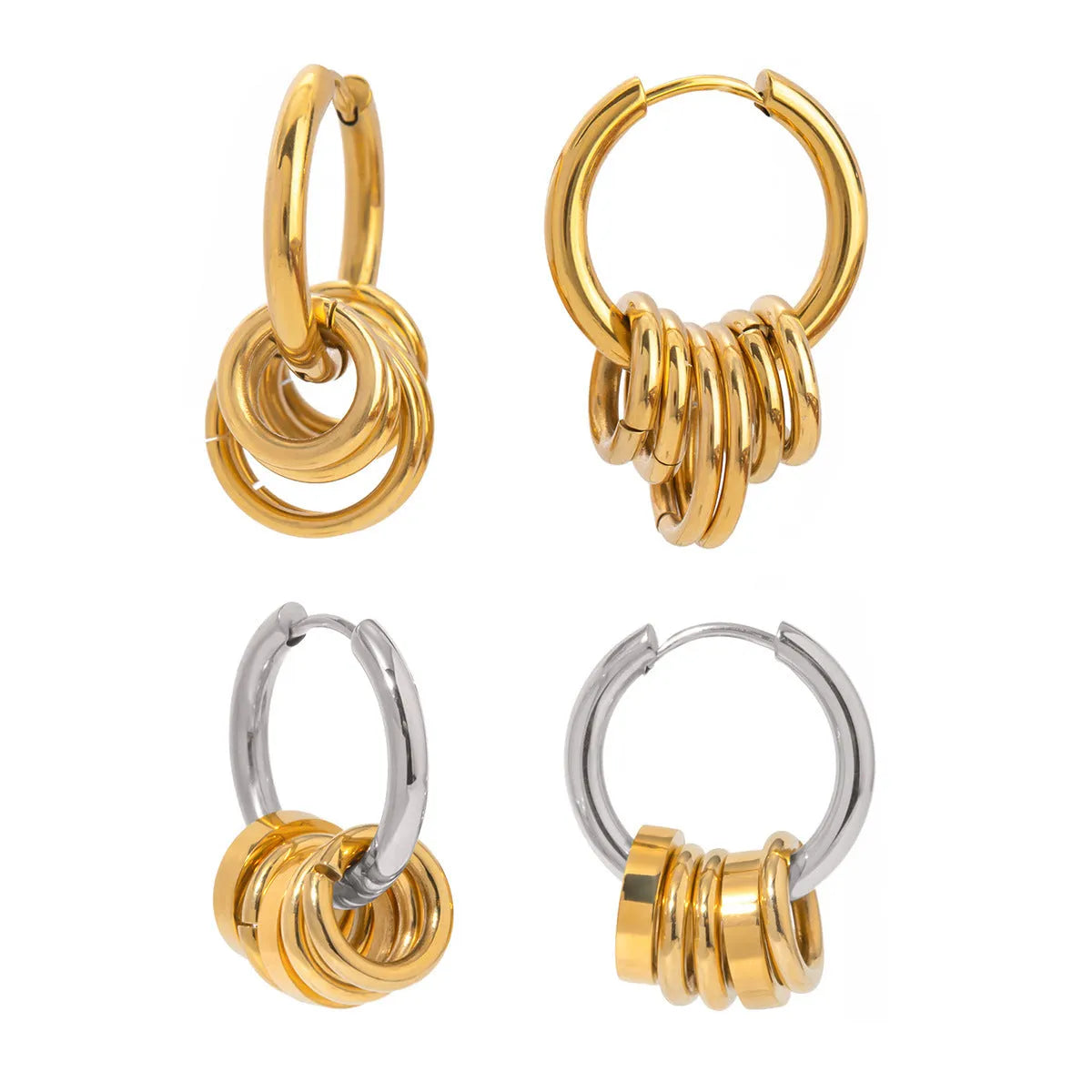 Pair of unisex stainless steel earrings with electroplated finish in ins style