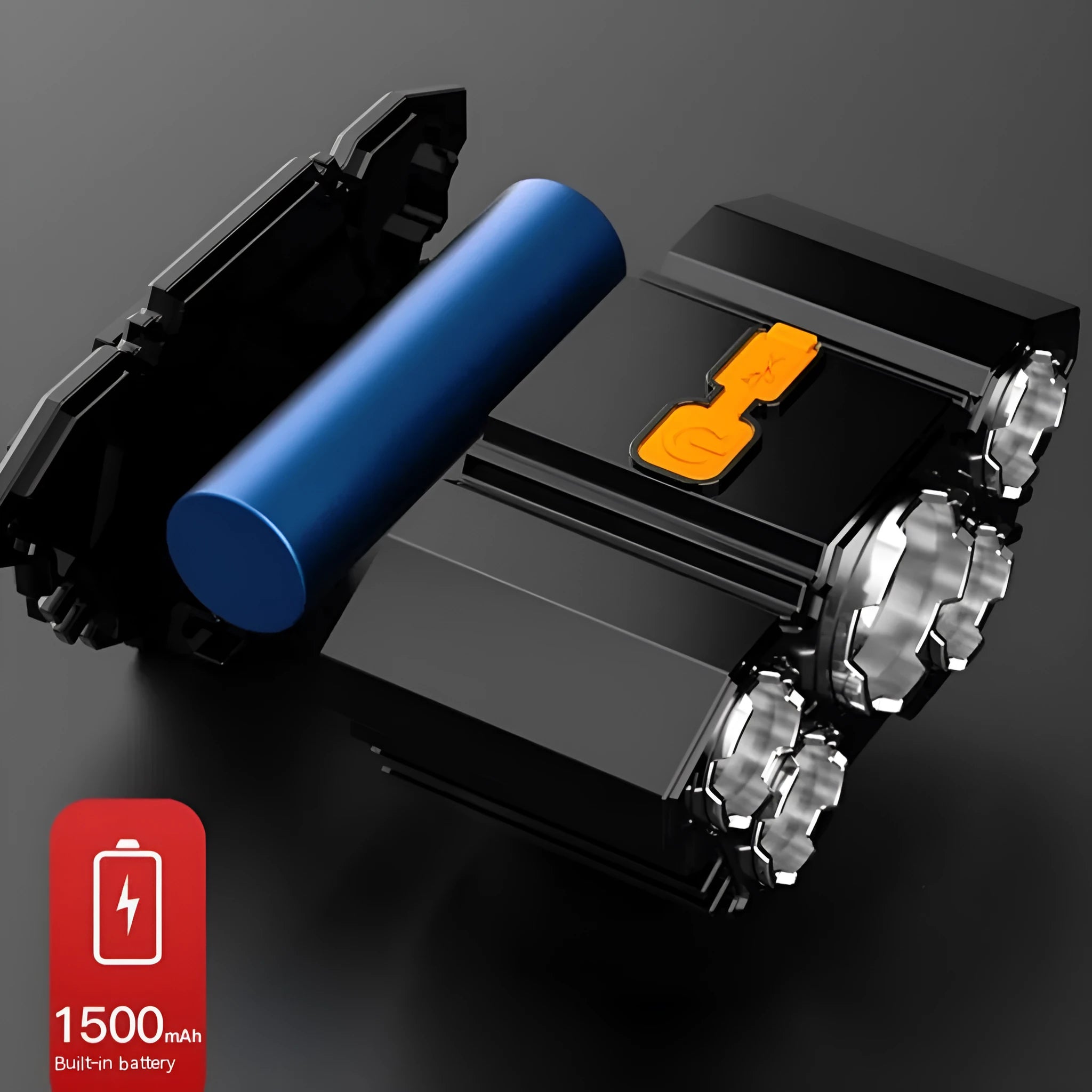Head-mounted LED miner's lamp flashlight with 10W super bright output and 2400mAh battery capacity