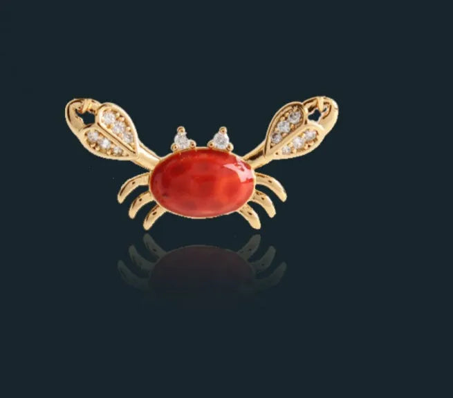 Red crab clavicle chain necklace in alloy with ocean pattern and 21cm to 50cm circumference