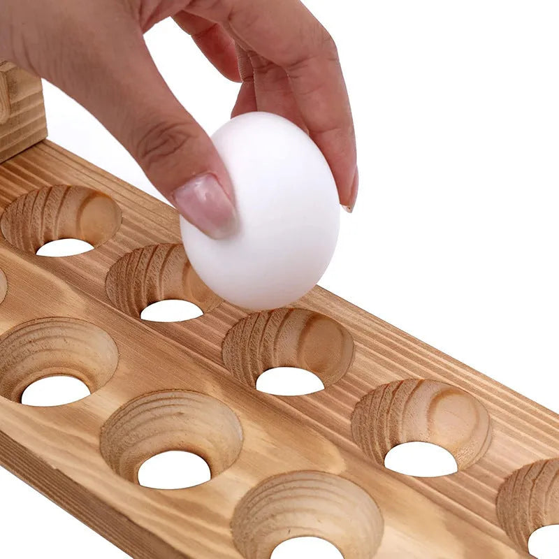 Wooden egg storage rack in fire colour, American country style, for household desk or countertop