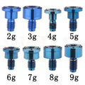 Blue stainless steel golf counterweight screw with weight options from 2g to 9g