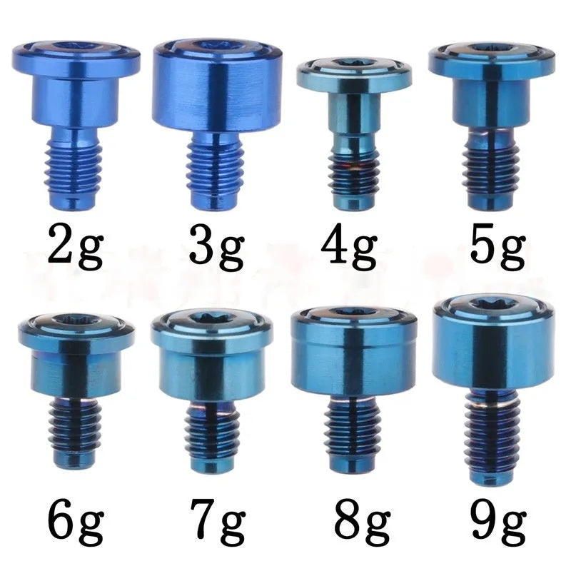 Blue stainless steel golf counterweight screw with weight options from 2g to 9g