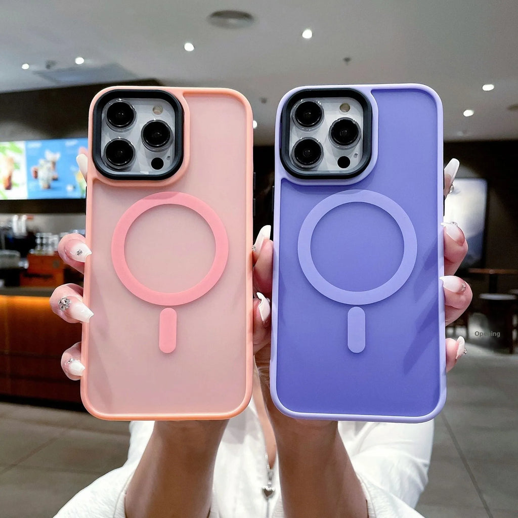 Frosted magnetic suction hard phone case for Apple iPhone 16 in multiple colour options